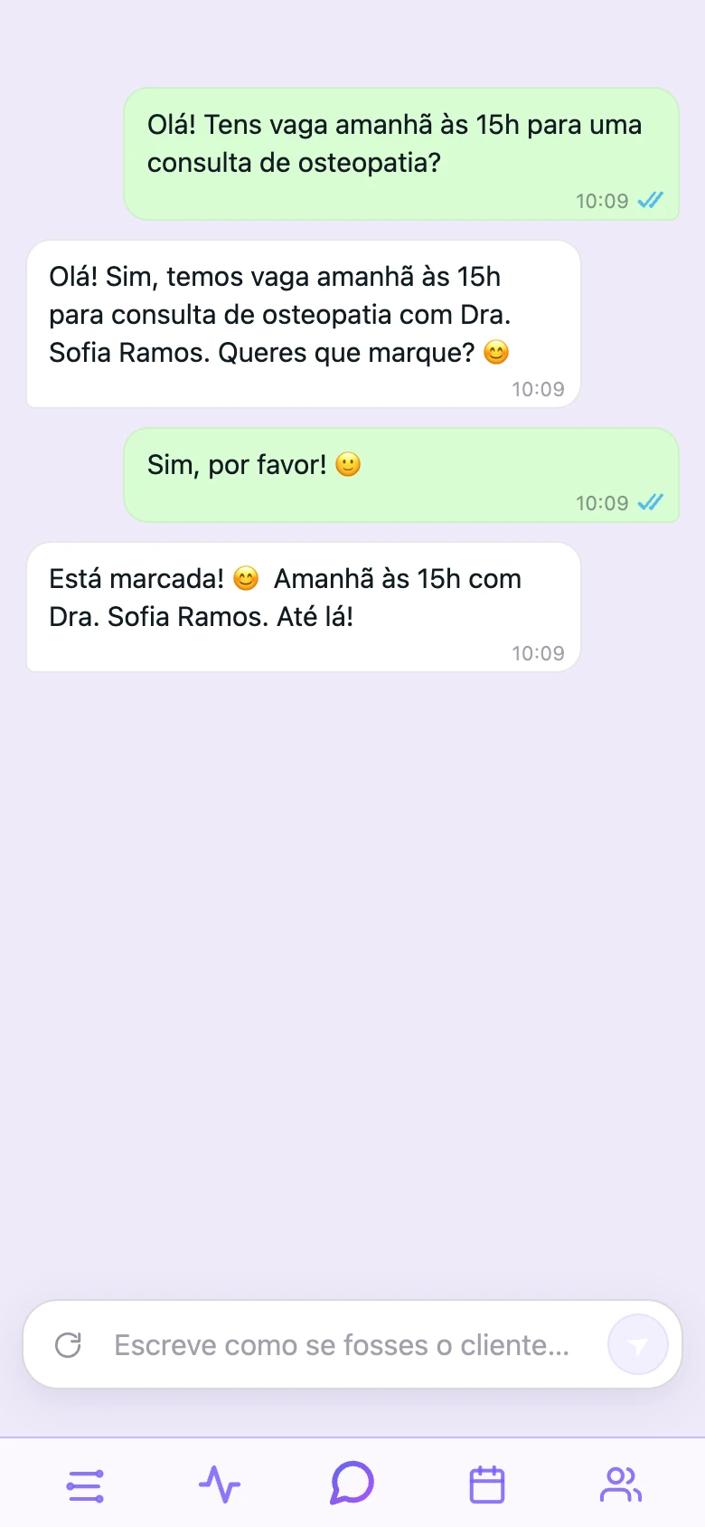 IA da PromptLab a marcar no WhatsApp